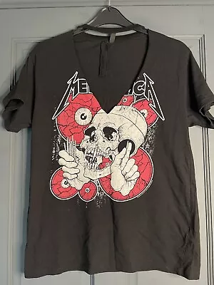 Buy Topshop And Finally… Metallica Slit Chest Skull Black T-shirt Size 10 • 2.99£