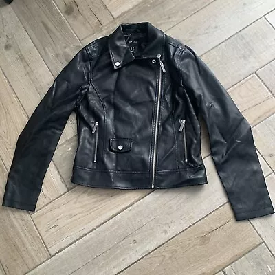 Buy Ladies Size 10 New Look  Faux Leather Black Biker Jacket • 15£