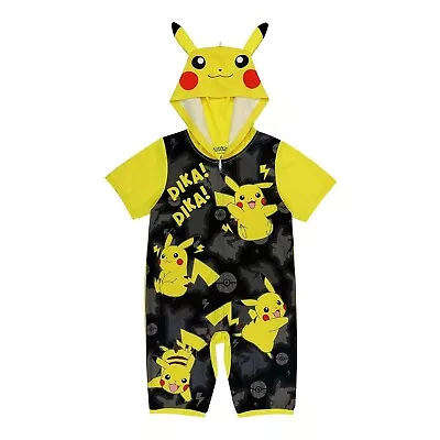 Buy $38 Pokemon Pikachu Hoodie Union Suit One Piece Pajama 5 6 7 8 10 12 Boy Costume • 23.14£