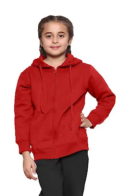 Buy Kids Boys Girls Hoodie Unisex Fleece Plain Zipper Top PE School & Casual Wear • 8.99£