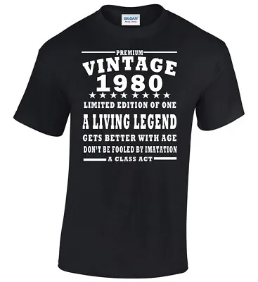 Buy Born In 1980 Birthday T-Shirt Party Change Year Day Christmas Any Year 45th 50th • 11.95£