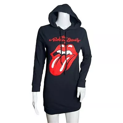 Buy Rolling Stones Shirt Womens XS Longline Hoodie Sweatshirt Black Red Band Casual • 22.66£