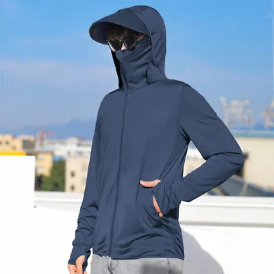 Buy Men's Outdoor Fishing Hoodies Sun Skin UPF 50+ Protection Long Sleeve T-Shirt • 10.79£