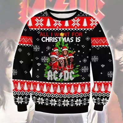 Buy Gift For Christmas Is Acdc Ugly Christmas Sweater Knitted Sweater. • 41.57£