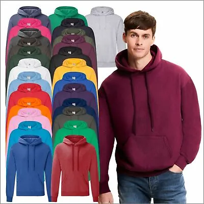 Buy Mens Classic Hooded Sweat Plain Sweatshirt Hoodie Top - FRUIT OF THE LOOM 62208 • 17.99£