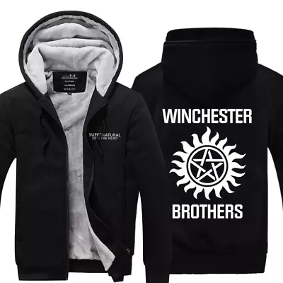 Buy Supernatural Winchester Thick Zipper Jacket Mens Winter Fleece Warm Sweatshirt • 44.39£