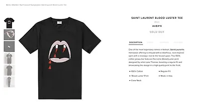 Buy Saint Laurent SS15 Blood Luster Women's Tee (XL) • 81.18£