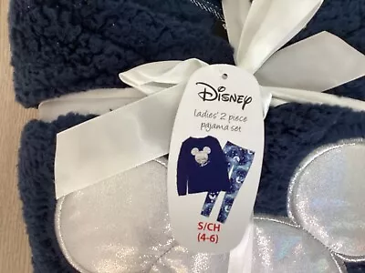 Buy Disney Mickey Mouse Women’s 2 Piece Plush PJ Pajama Set Fleece Blue Size Small S • 9.60£