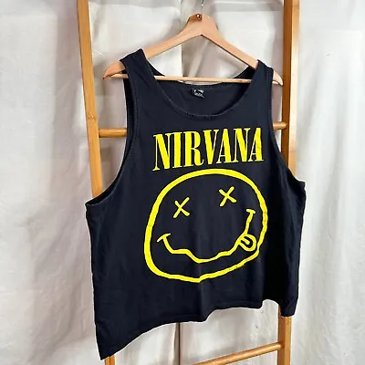 Buy Nirvana Tank Top Shirt Mens Extra Large Black Smiley Face Logo • 9.13£