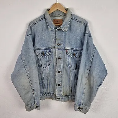 Buy Vintage Levis Denim Jacket Mens Large Faded Blue Type 3 Trucker 90s Made In USA • 29.95£