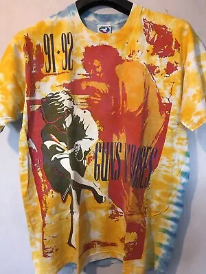 Buy Vintage Guns N' Roses Use Your Illusion 90s Tour All Over Print Tie Dye Shirt XL • 650£