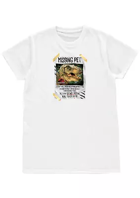 Buy T-shirt Mens Womens Unisex Funny Jurassic Park T-rex Missing Pet Gift Polyester • 11.99£