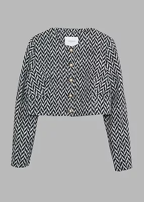 Buy L.K. Bennett Karla Chevron Boucle Cropped Jacket Blazer | UK 14 | EU 42 | New • 65£