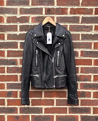 Buy All Saints Ladies BLEEKER Leather Biker Jacket UK8 US4 EU36 Moto Bomber A180 • 129.99£