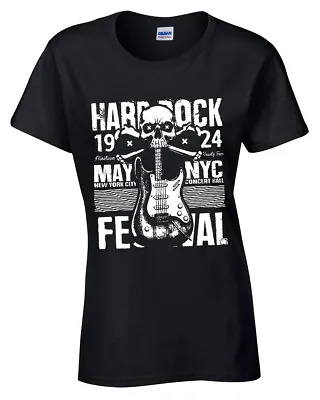 Buy Hard Rock Festival T-Shirt Ladies Band Grunge Distressed Punk Cool Retro Vintage • 11.95£