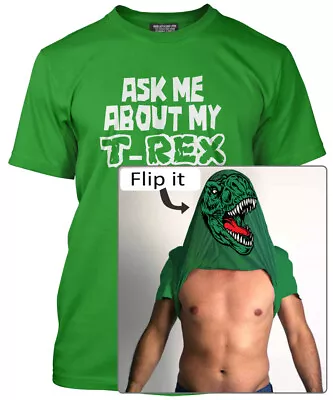 Buy Ask Me About My T-Rex TShirt Men's Dinosaur Flip Tee - Great Funny Gift Present! • 13.99£