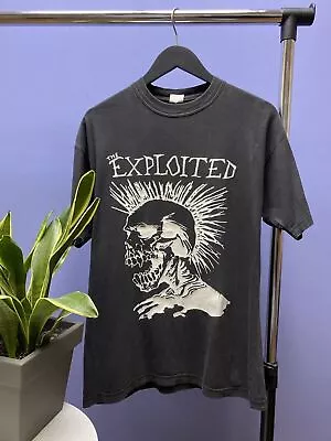 Buy Vintage Exploited Punk-Rock Band T Shirt Size M Black Medium Crewneck • 129.58£