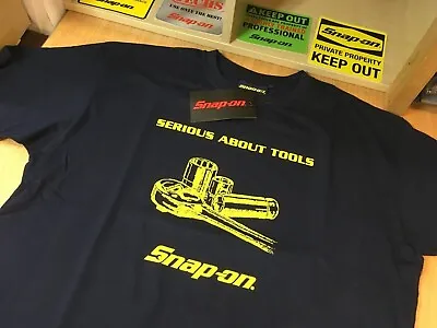 Buy Genuine Snap-On Tools Mens Navy Blue Serious About Tools T-Shirt New • 15.99£