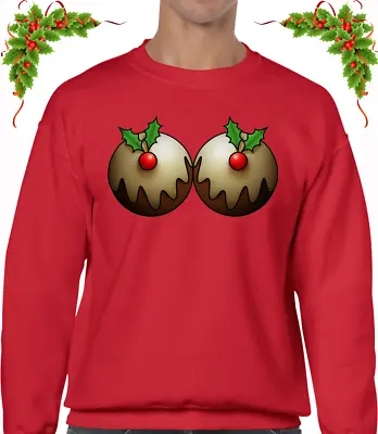 Buy Christmas Pudding Boobs Jumper Sweater Funny Xmas Rude Cool Joke Design Fun • 13.99£