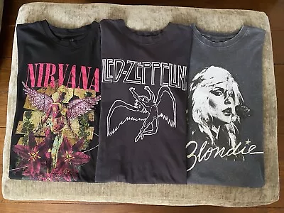 Buy Women’s T-Shirt Bundle Led Zeppelin Nirvana Blondie Size XS Fits S Too • 11.99£