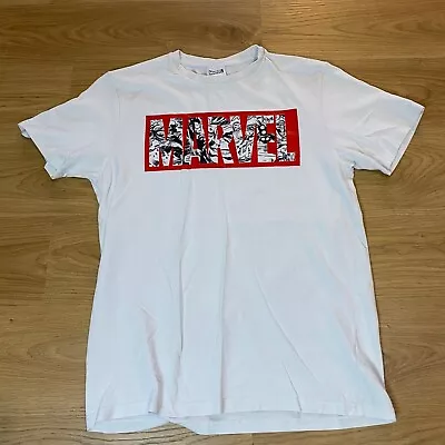 Buy Marvel T-shirt Spellout And Comic Strip Size Medium White • 14.99£