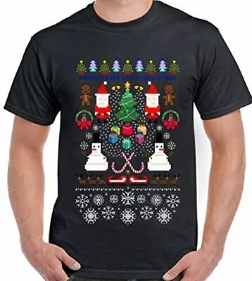 Buy Pixelated Christmas T-Shirt Mens Funny Gaming PC PS4 Xbox 360 Atari ZX Spectrum • 10.99£