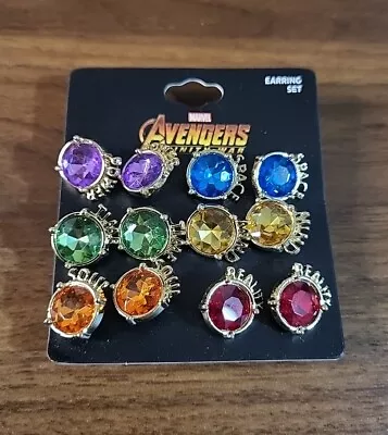 Buy 6 Pair Marvel Comics Avengers Infinity War Gauntlet Stones Earring Set New MOC • 12.20£