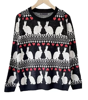 Buy Marks And Spencer Bunny Jumper Size 10 Rabbit Heart Fluffy Knit Fairisle Sweater • 29.95£
