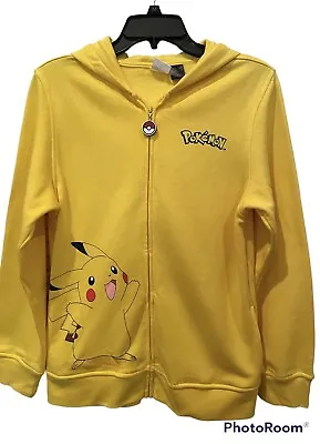 Buy ￼Pokemon Jacket Boys Large Pikachu Hoodie Yellow Front Pocket Full Zip NWOT • 19.77£