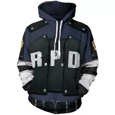 Buy Leon Scott Kennedy Police Cosplay Costume Hoodie Biohazard Re:2 Resident Evil • 17.99£