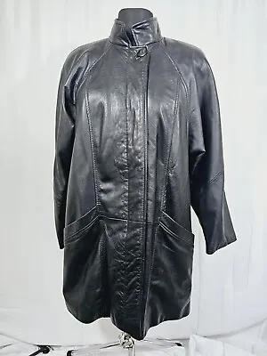 Buy St Michael Women's Vintage Black Leather Jacket Size 12 UK Soft Lambs Leather  • 40£