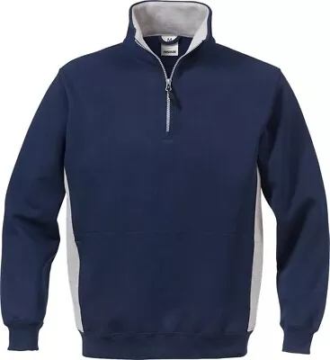 Buy Fristads Sweatshirt Mit Halbem Zipper Acode Zipper-Sweatshirt 1705 DF Marine/Dun • 50.21£