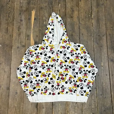 Buy Walt Disney Hoodie Full Zip Y2K Mickey Sweatshirt, White, Womens 2XL • 20£