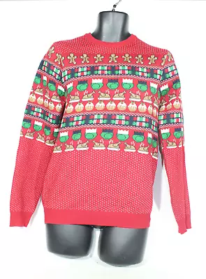 Buy Christmas Jumper Small Red  Xmas F&F Sweater Sweatshirt Food Gingerbread Mens • 12.99£