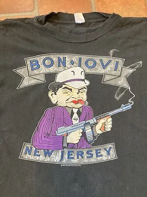 Buy Vintage. Bon Jovi Tour T Shirt. 1988 New Jersey Brotherhood Tour Size Large RARE • 35£
