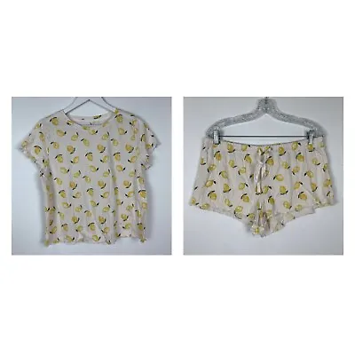 Buy LC Lauren Conrad Womens Large Pajama Sleep Set T Shirt Shorts Lemons • 16.73£