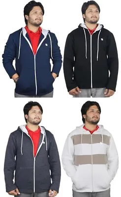 Buy Mens Zip Up Hoodies Plain Zipper Fleece Sweatshirts Jumper Top Long Sleeve UK • 8.99£