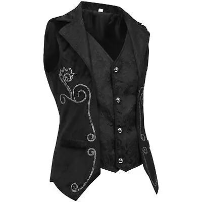 Buy  Brocade Gothic Steampunk Victorian Cosplay Mens Double Breasted Vest Waistcoat • 23.99£