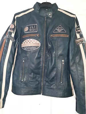 Buy Aviatrix Women's Super-Soft Real Leather Band Collar Patch Fashion Biker Jacket • 79.99£
