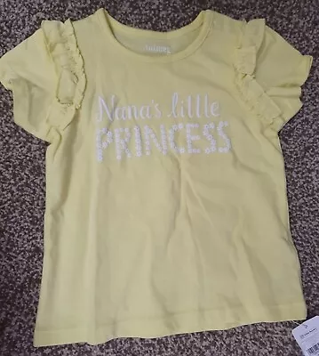 Buy Bnwt Nana's Little Princess T Shirt 9-12 Months Yellow Short Sleeve Nutmeg • 3£