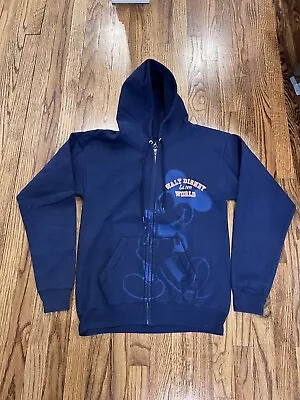 Buy Walt Disney World Mickey Mouse Hoodie Full Zip Graphic Logo Blue Size Small • 23.47£