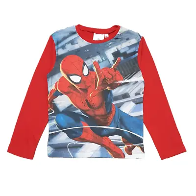 Buy Spiderman T-shirt Boys Marvel Spiderman Long Sleeve Top Red Age 3-8 Years • 10.99£