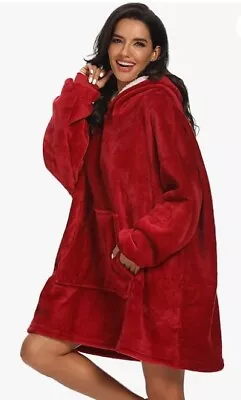 Buy Vecys Oversized Hoodie Sweatshirt Blanket Super Soft Warm Comfortable (Red) • 7.50£