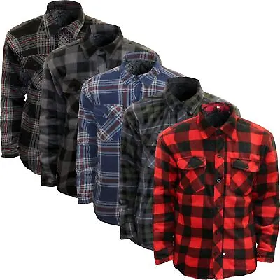 Buy Mens Thick Padded Lumberjack Heavy Padded Quilted Lined Warm Fleece Shirt Jacket • 16.99£