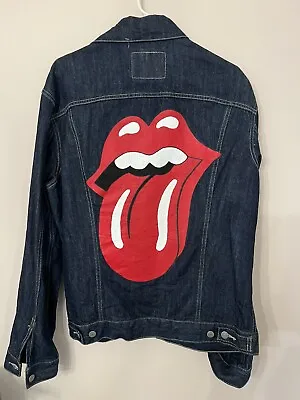 Buy Hand Painted Denim Jacket Rolling Stones Levi XL • 96.47£