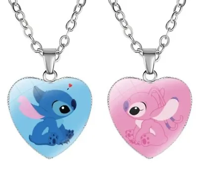 Buy Lilo Stitch Love Merch Necklace Chain Pendant Necklace Pink Manga Cosplay Set • 17.19£