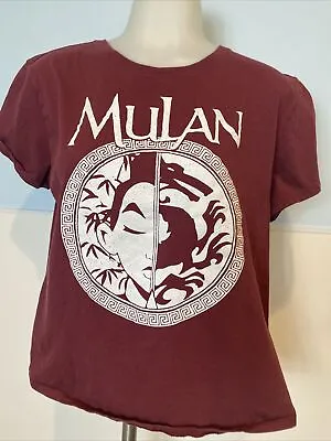 Buy Disney Women's Mulan Cropped Tee Shirt Burgundy Medium • 11.52£