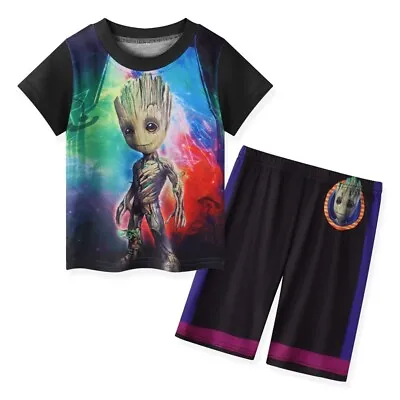 Buy Kids Groot Cosplay Costume T-shirt Shorts Cartoon Halloween Children Pajamas Set • 13.19£