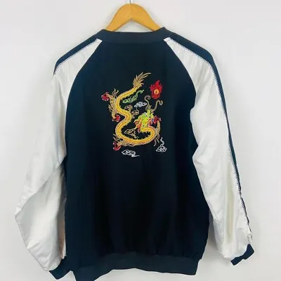 Buy Vintage Style Embroidered Dragon Varsity Bomber Baseball Jacket Size S • 10£