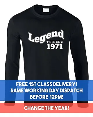 Buy Custom Birthday Men's Black Long Sleeve T-Shirt Gift Legend Any Year 18th 40th • 15.99£